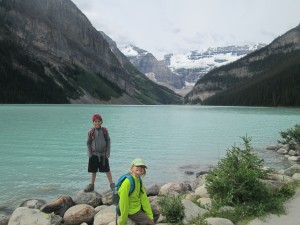 Heading to the hiking trail by Lake Louise