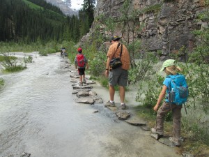 Kids were excited to have to cross water!