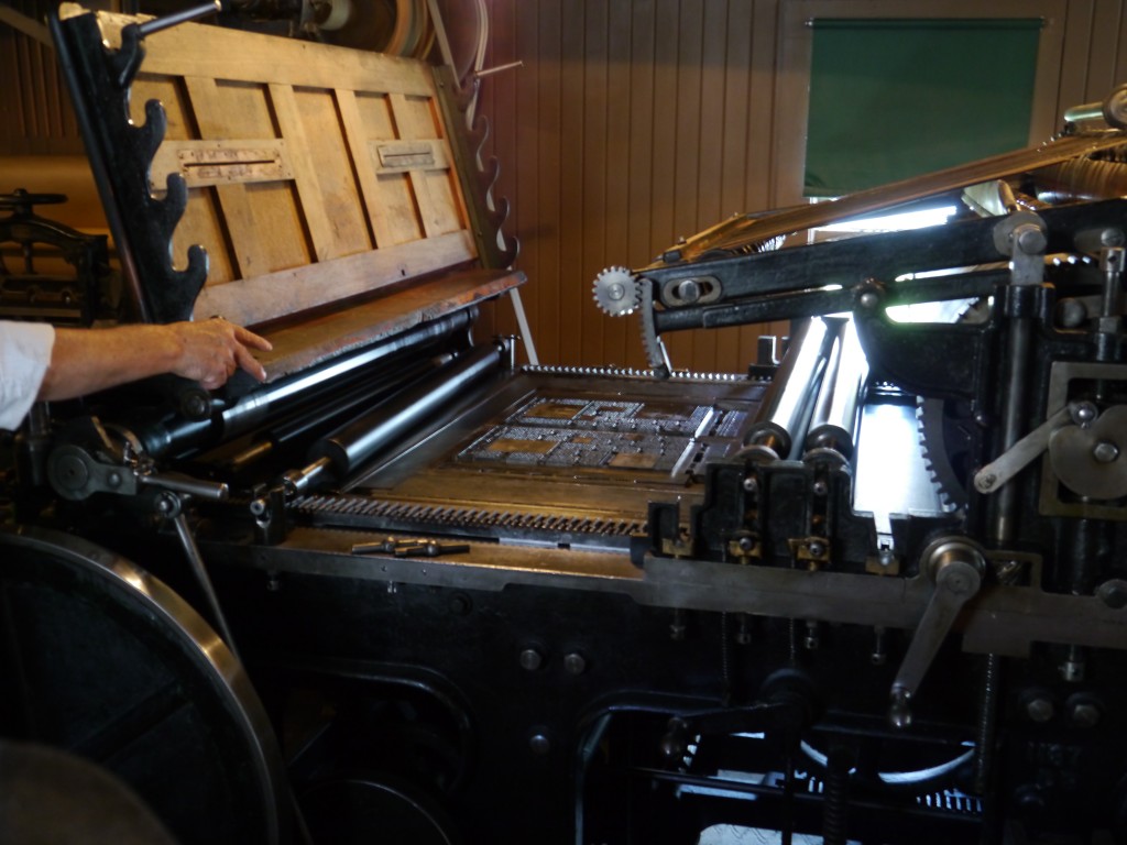 Printing Press  This was amazing to see how it worked and how much time it took!