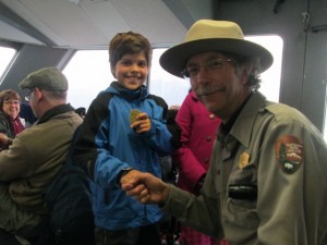 Kane getting his Jr. Ranger badge. 