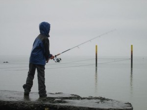 Kane fishing near Solomon Hatchery