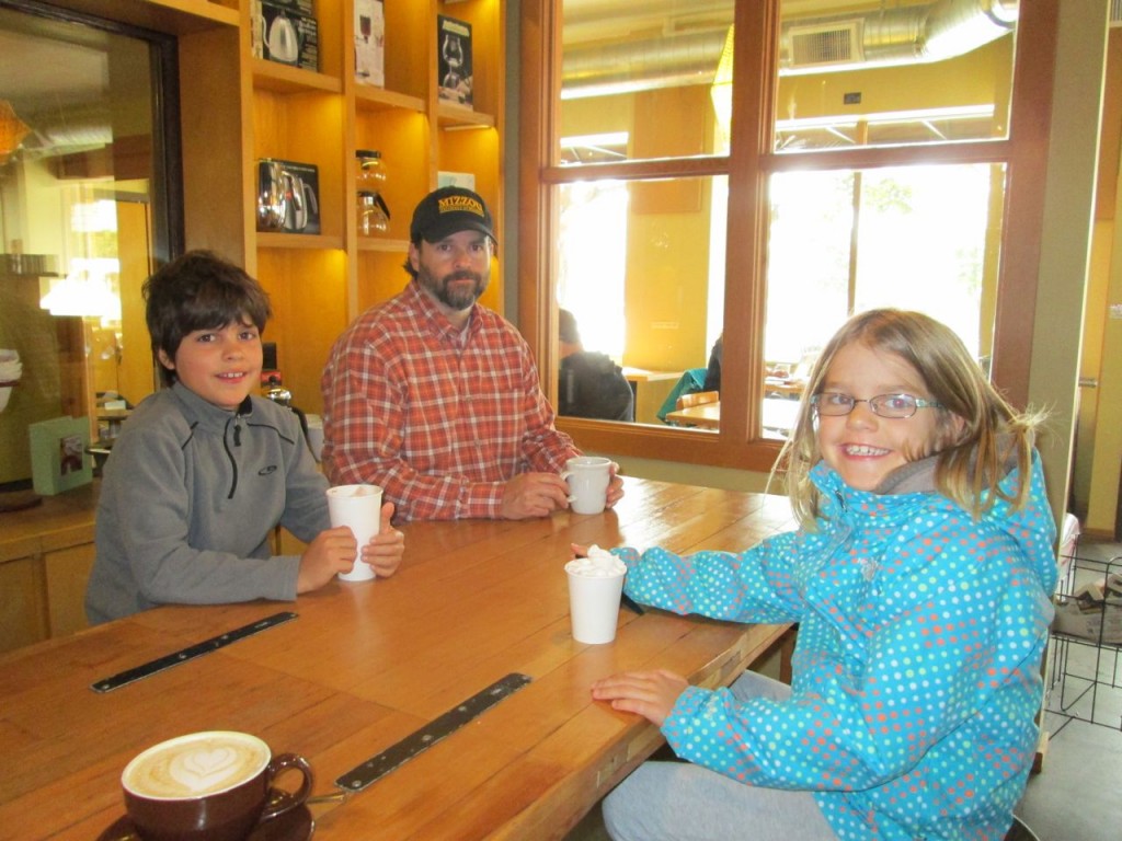 The start of a great day in Ballard, waiting for the jeep to be "de-squeeked".  Coffee & Hot Chocolate!