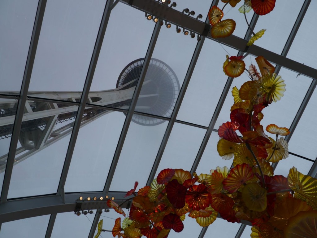 What you might see if you look up from within the Chihuly glass house (available for rent).  Sweet venue.