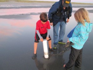 Kane trying out the clam gun.