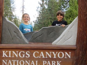 The sign is made from granite and wood from a sequoia. 