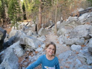 We had to hike through some rocks. 