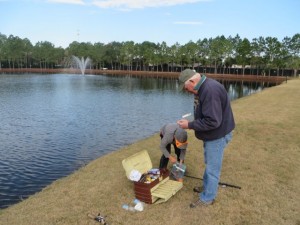 Fishing at the RV Park lake with Papa