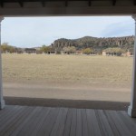 Looking across the lawn to the Commanding  Officer's Quarters from the Men's Barracks