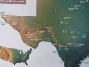 Map of San Antonio-El Paso Trail.  