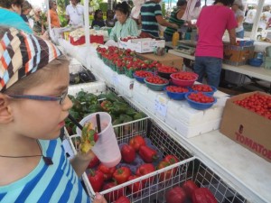 The produce looked so good!  We bought strawberries, peppers, and a mango.  