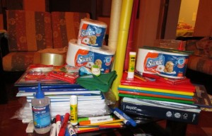 School Supplies-Yes, that is toilet paper that both kids have to bring.  