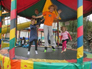 Kids love jumping on the trampoline! 