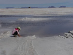 Kat checking out the salt